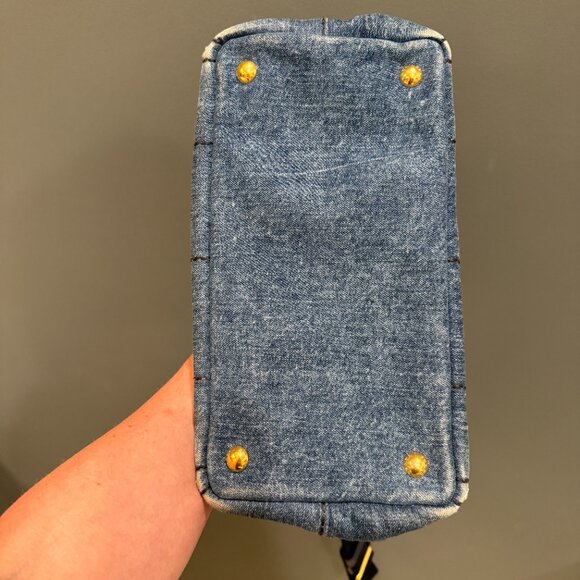 Prada Small Denim Canapa Logo Tote w/ Strap - Picture 2 of 9